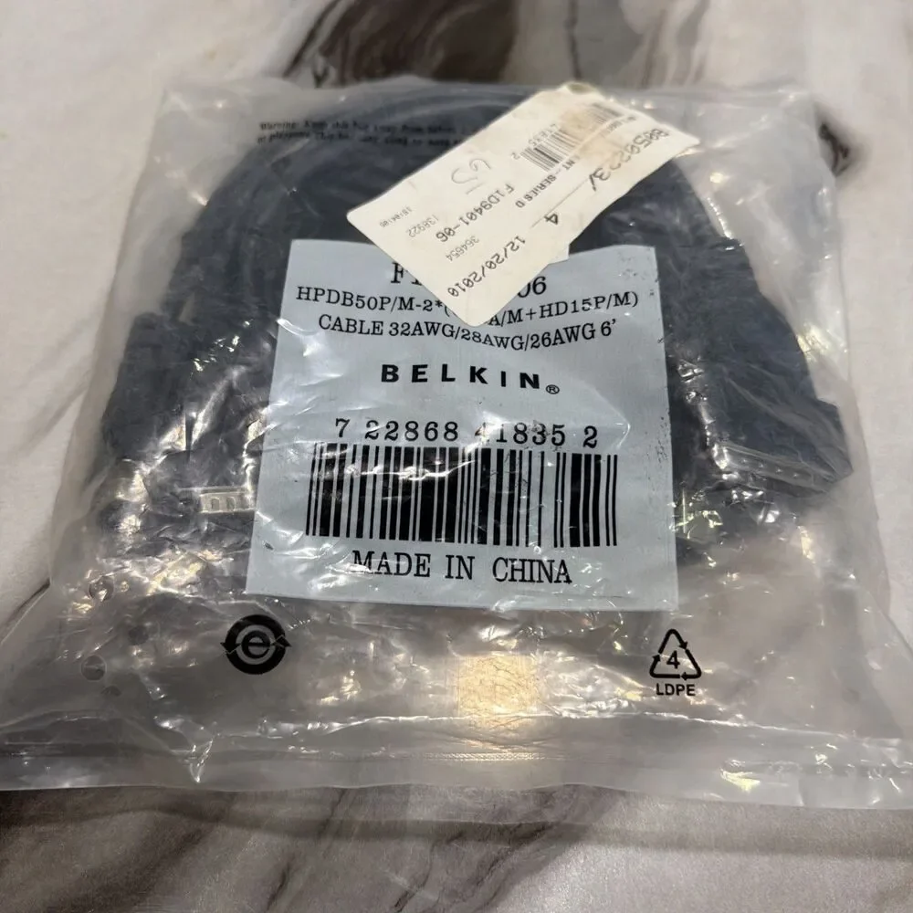 NEW BELKIN 6 ft ENTERPRISE Series Dual-Port KVM Cable USB F1D9401-06!